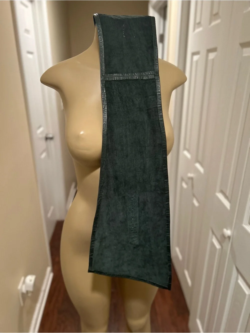 Extremely Wide vintage Green genuine Leather Waist Belt with Metal Ring Buckle